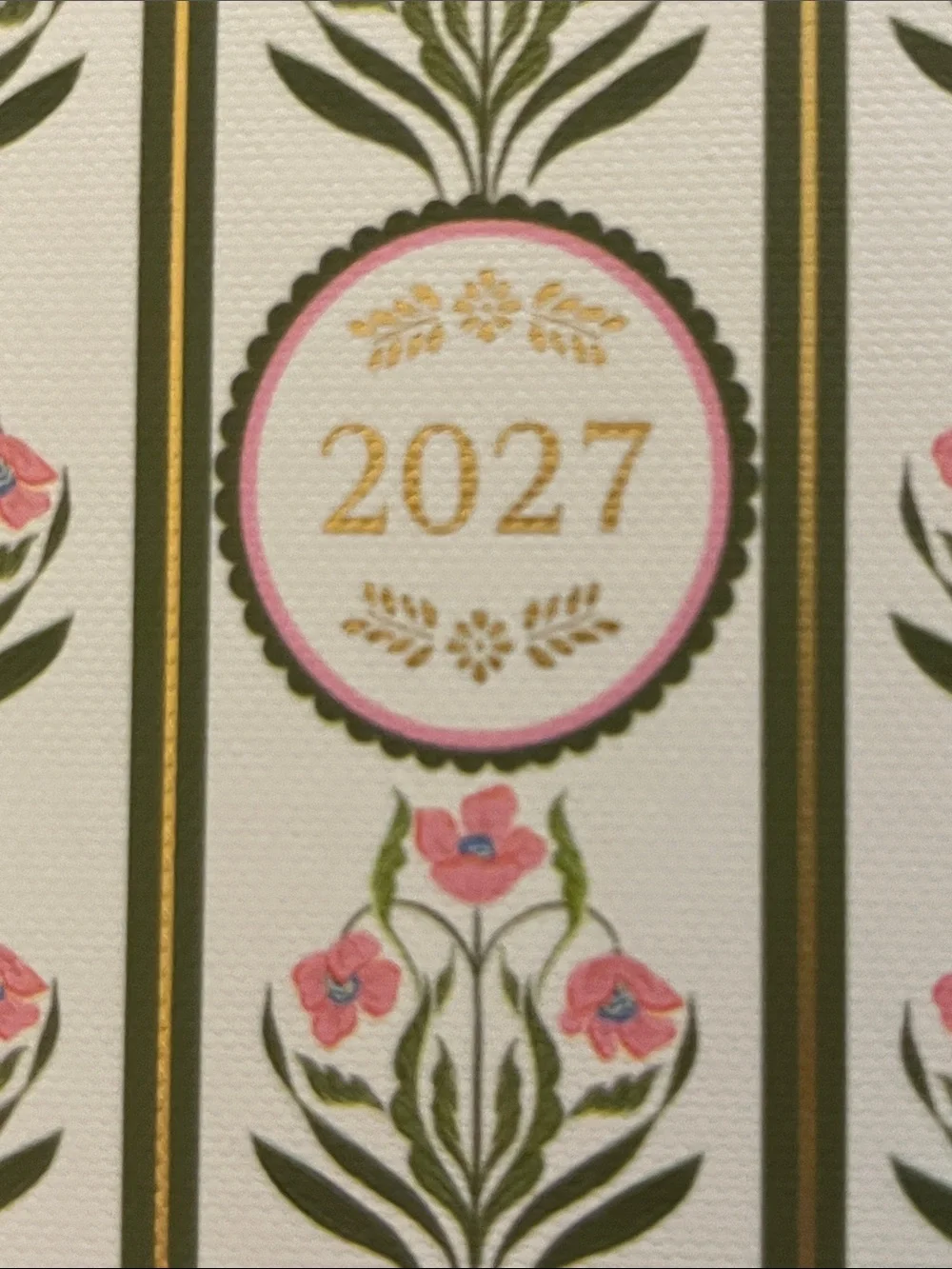 Punch Studio Floral Stripe 2027 Planner — Pink, Green & Cream